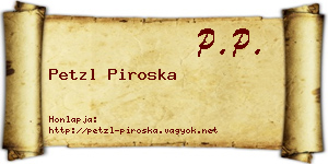 Petzl Piroska névjegykártya